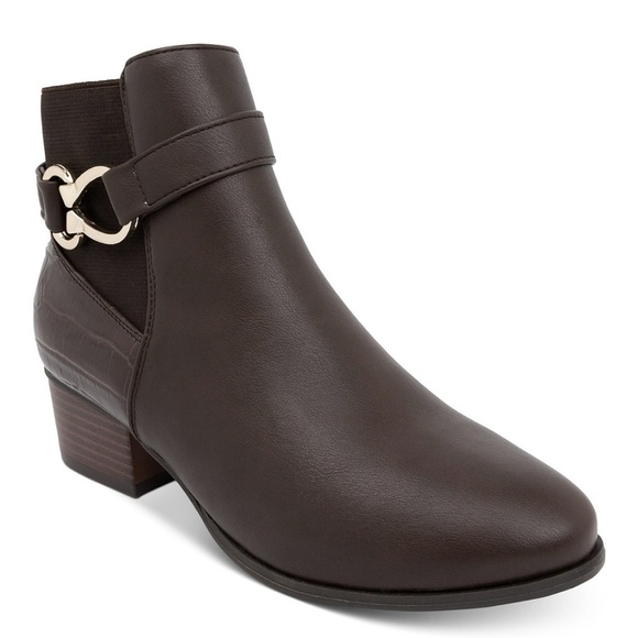 Nadine Womens Faux Leather Ankle Ankle Boots - Picture 1 of 7